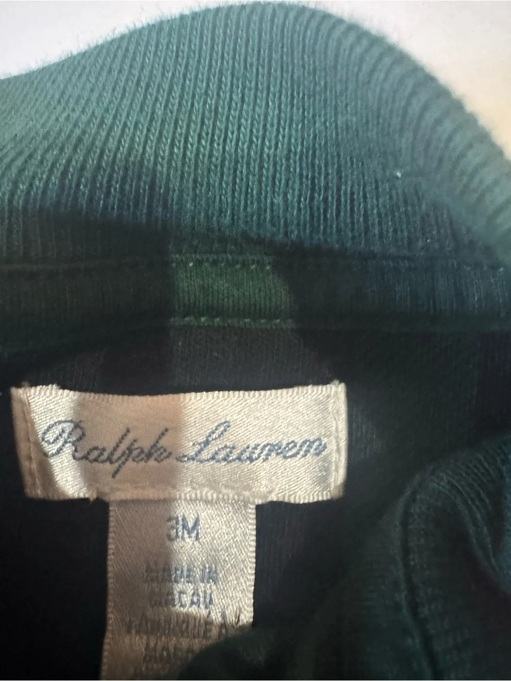 Ralph Lauren Green & Navy Plaid Cotton Footie with Yellow Pony